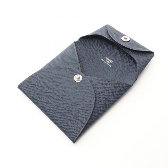 HERMES Bastia Blue Navy Wallet/Coin Case Epsom Leather - Picture 7 of 7